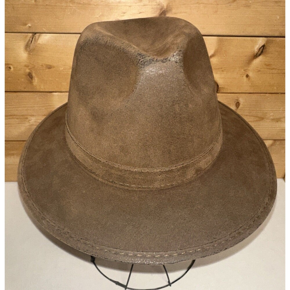 Western Cowboy Fedora Hat Brown Faux Suede Unisex